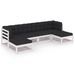 Salon de jardin 6 pcs avec coussins Blanc Bois de pin massif - Photo n°1