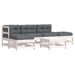 Salon de jardin 6 pcs avec coussins blanc bois massif - Photo n°1