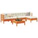 Salon de jardin 6 pcs avec coussins cire marron bois pin massif - Photo n°1