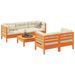 Salon de jardin 6 pcs avec coussins cire marron bois pin massif - Photo n°1