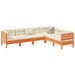 Salon de jardin 6 pcs avec coussins cire marron bois pin massif - Photo n°1