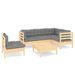 Salon de jardin 6 pcs avec coussins gris Bois de pin 4 - Photo n°1