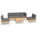Salon de jardin 6 pcs avec coussins gris Bois de pin massif 2 - Photo n°1