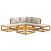 Salon de jardin 6 pcs avec coussins gris clair bois massif - Photo n°1