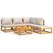 Salon de jardin 6 pcs avec coussins gris clair bois massif - Photo n°1