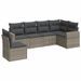 Salon de jardin 6 pcs avec coussins gris résine tressée - Photo n°1