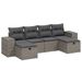Salon de jardin 6 pcs avec coussins gris résine tressée - Photo n°1