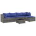 Salon de jardin 6 pcs avec coussins Gris Résine tressée - Photo n°1
