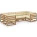 Salon de jardin 6 pcs avec coussins Marron miel Bois de pin 13 - Photo n°1