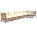 Salon de jardin 6 pcs avec coussins Marron miel Bois de pin 9 - Photo n°1