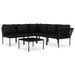 Salon de jardin 6 pcs avec coussins Noir PVC - Photo n°1
