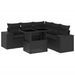Salon de jardin 6 pcs avec coussins noir résine tressée - Photo n°1