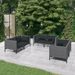 Salon de jardin 6 pcs avec coussins Résine tressée Gris foncé - Photo n°1
