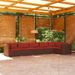 Salon de jardin 6 pcs avec coussins Résine tressée Marron - Photo n°1