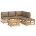 Salon de jardin 6 pcs avec coussins taupe bambou - Photo n°1