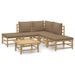 Salon de jardin 6 pcs avec coussins taupe bambou - Photo n°1