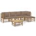 Salon de jardin 6 pcs avec coussins taupe bambou - Photo n°1