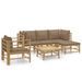 Salon de jardin 6 pcs avec coussins taupe bambou - Photo n°1