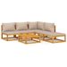 Salon de jardin 6 pcs avec coussins taupe bois massif - Photo n°1