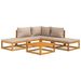 Salon de jardin 6 pcs avec coussins taupe bois massif - Photo n°1