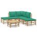 Salon de jardin 6 pcs avec coussins vert bambou - Photo n°1