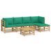 Salon de jardin 6 pcs avec coussins vert bambou - Photo n°1