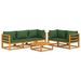 Salon de jardin 6 pcs avec coussins vert bois massif - Photo n°1
