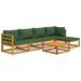 Salon de jardin 6 pcs avec coussins vert bois massif - Photo n°1