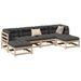 Salon de jardin 6 pcs bois de pin massif - Photo n°1