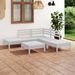Salon de jardin 6 pcs Bois de pin massif Blanc 4 - Photo n°1