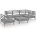 Salon de jardin 6 pcs Bois de pin massif Gris 10 - Photo n°1