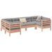 Salon de jardin 6 pcs et coussins bois massif sapin de douglas - Photo n°1