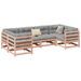 Salon de jardin 6 pcs et coussins bois massif sapin de douglas - Photo n°1