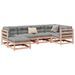 Salon de jardin 6 pcs et coussins bois massif sapin de douglas - Photo n°1