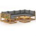 Salon de jardin 7 pcs avec coussin Bois d'acacia solide 5 - Photo n°1