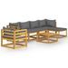 Salon de jardin 7 pcs avec coussin Bois d'acacia solide - Photo n°1