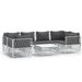 Salon de jardin 7 pcs avec coussins blanc acier - Photo n°1