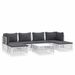 Salon de jardin 7 pcs avec coussins blanc acier - Photo n°1