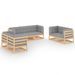 Salon de jardin 7 pcs avec coussins Bois de pin massif 80 - Photo n°1