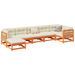 Salon de jardin 7 pcs avec coussins cire marron bois pin massif - Photo n°1