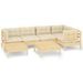 Salon de jardin 7 pcs avec coussins crème Bois de pin massif - Photo n°1
