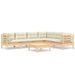 Salon de jardin 7 pcs avec coussins crème Bois de pin solide - Photo n°1