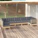 Salon de jardin 7 pcs avec coussins gris Bois de pin 2 - Photo n°1