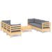 Salon de jardin 7 pcs avec coussins gris Bois de pin - Photo n°1