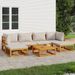 Salon de jardin 7 pcs avec coussins gris clair bois massif - Photo n°1