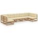 Salon de jardin 7 pcs avec coussins Marron miel Bois de pin 15 - Photo n°1