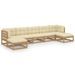 Salon de jardin 7 pcs avec coussins Marron miel Bois de pin 16 - Photo n°1