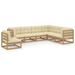 Salon de jardin 7 pcs avec coussins Marron miel Bois de pin 7 - Photo n°1