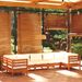 Salon de jardin 7 pcs avec coussins Marron miel Bois de pin - Photo n°1