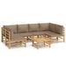 Salon de jardin 7 pcs avec coussins taupe bambou - Photo n°1